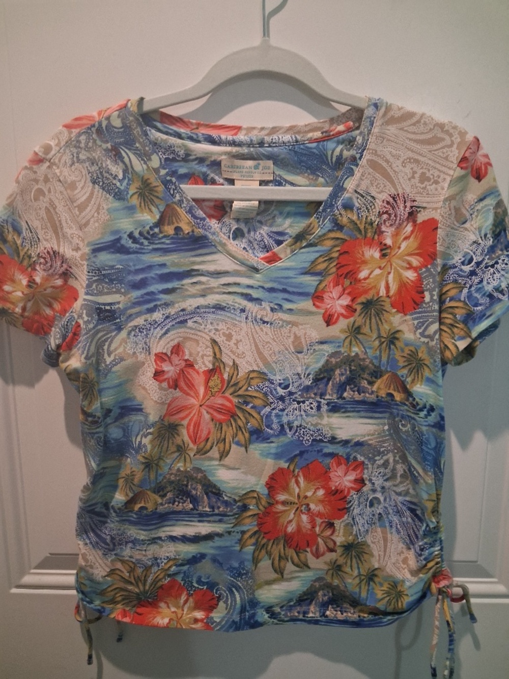 BEACHY CARIBBEAN JOE PM TROPICAL FLORAL COTTON TOP!